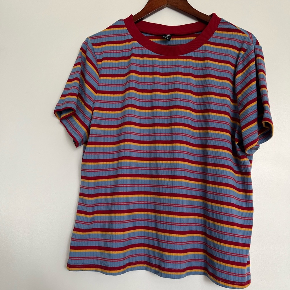 Plus Striped Rib-Knit Top
